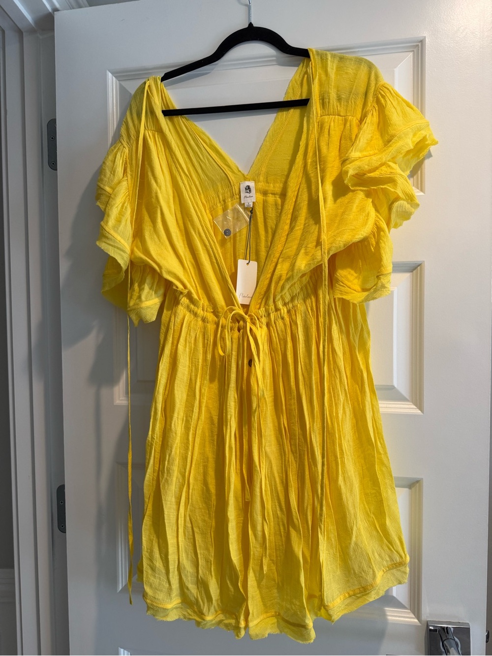 FLAWLESS Bright Yellow Ruffled V-Neck Dress